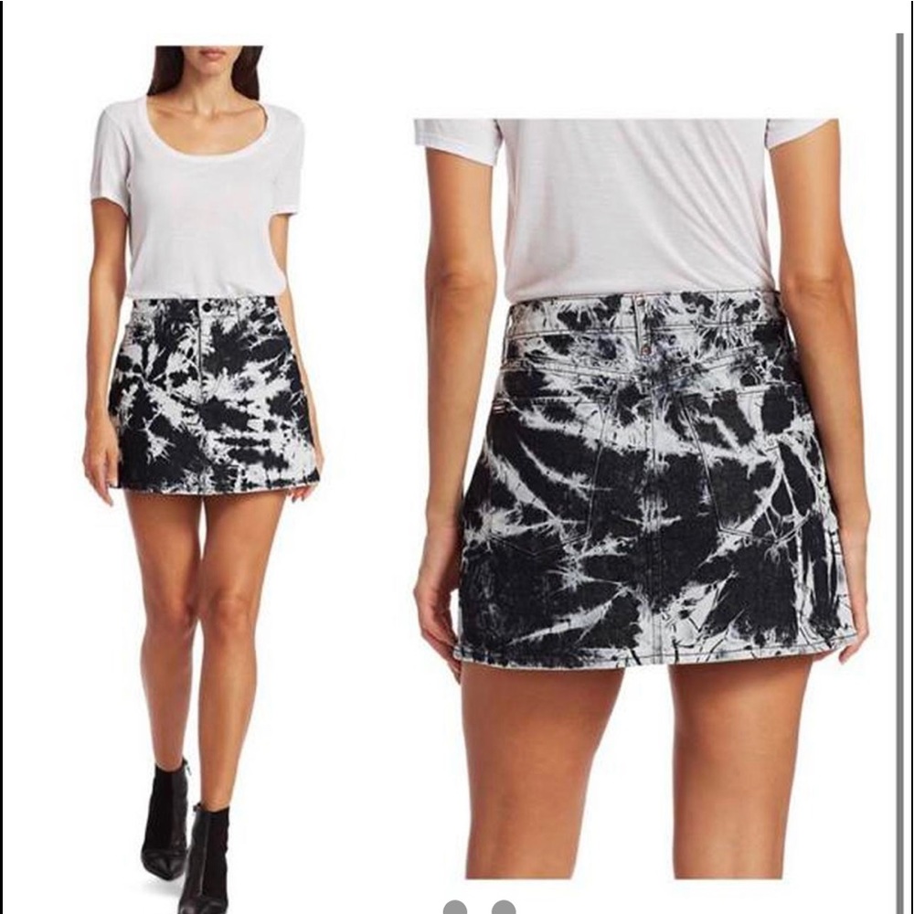 Alice and Olivia mini tie dye denim skirt